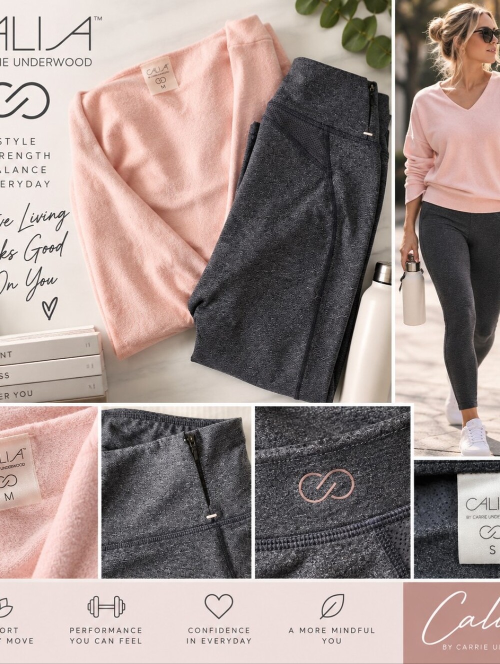 CALIA by Carrie Underwood Light Pink V-Neck Sweater